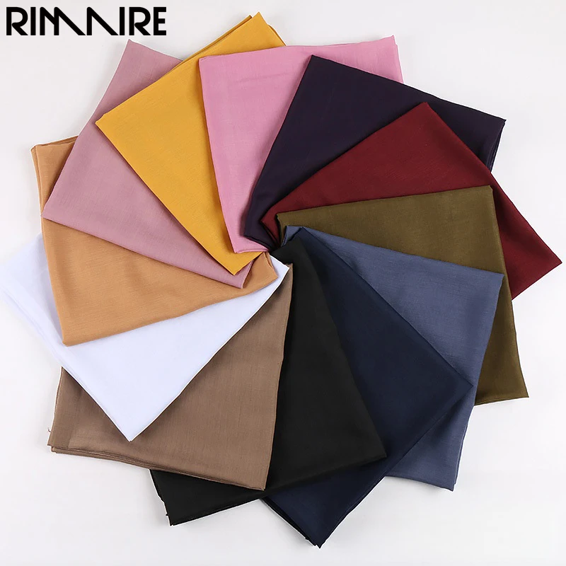 وشاح مربع من القطن والكتان بلون سادة من RIMAIRE مقاس 110 × 110 سم وشاح نسائي عصري متعدد الاستخدامات مناسب للتنقل اليومي #2