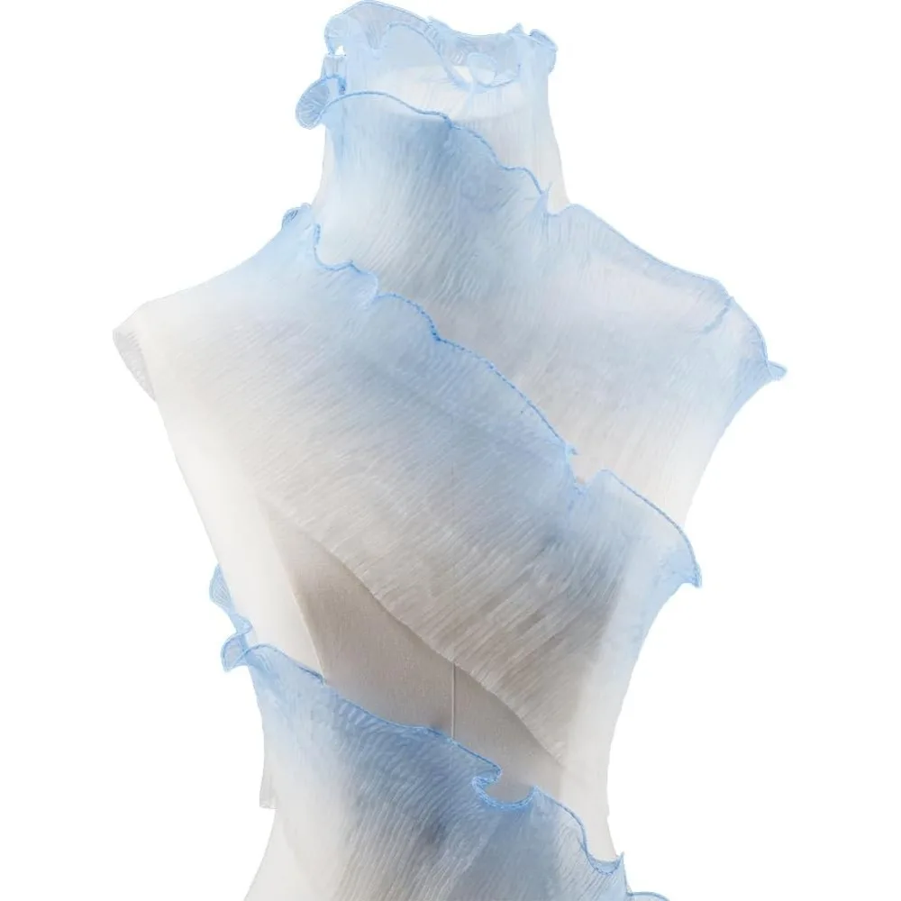 

5Yds x 5.24 Inch Large Large Blue Ruffle Pleated Gathered Lace Trim Organza Tulle Chiffon Decoration Fabric Edging Trimming
