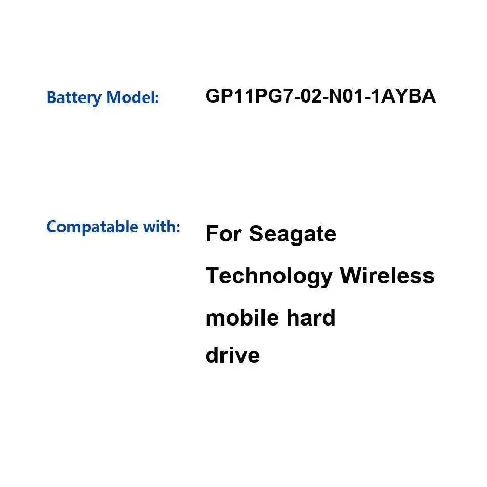 

Сменный аккумулятор премиум-класса GP11PG7-02-N01-1AYBA Satellite 2800-3150 мАч для беспроводного мобильного жесткого диска Seagate Technology