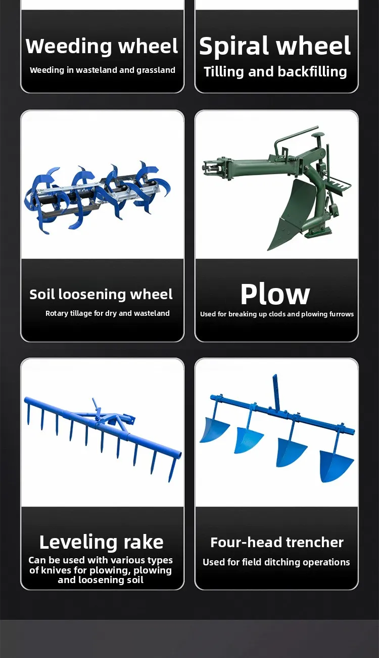 China Supplier 178 Mini Power Tiller Hand Operated Rotary Cultivator With Plow Weeder Ditcher for Agricultural Land