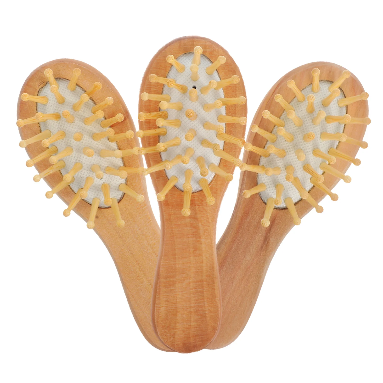

3pcs Comb Massaging Hairbrush for Girls Ladies Rubber Pad Toddler Child Portable Wooden Small Combs Detangle Stress