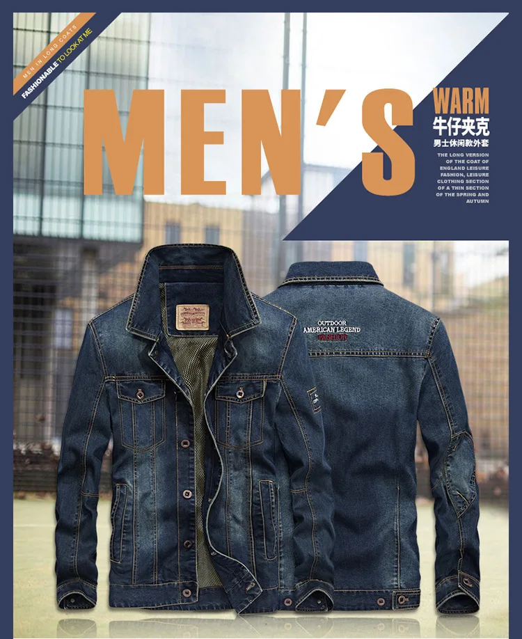 

Men Autumn Winter New Versatile Casual Denim Jacket Men Top Cardigan Denim Jacket Slim Fit Men's Loose Military Cargo Jacket