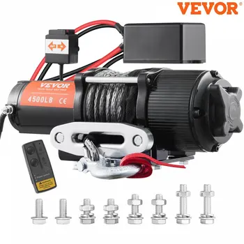 Vevor 4500lbs guincho elétrico atv utv guincho de corda de náilon com controle remoto sem fio ou com fio para reboque jeep off-road suv caminhão carro