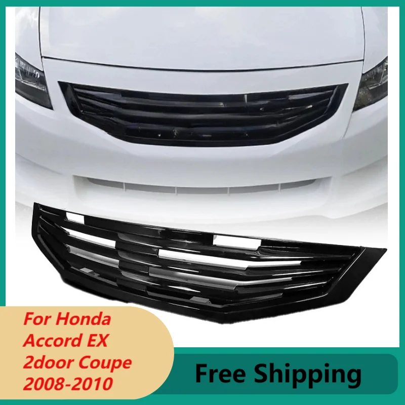 

﻿Front Bumper Grille For Honda Accord EX 2dr Coupe 2008-2010 ABS Gloss Black MU Style Durable Grill Replacement Car Accessories