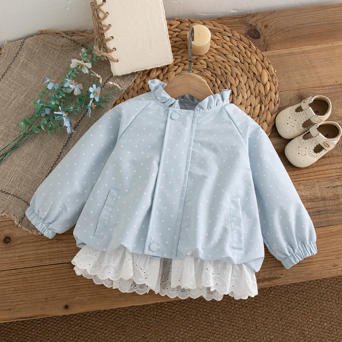 9 Months - 4 Years Old Baby Girl Autumn And Winter Coat Sweet Korean Long Sleeved Top For Daily Outings Casual Wear Girls' Coat