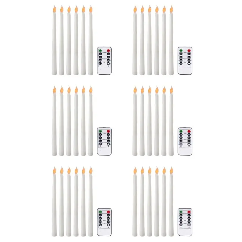 36Pcs Flameless Taper Candles Flickering With 10-Key Remote Timer, Battery Operated LED Candlesticks Window Candles