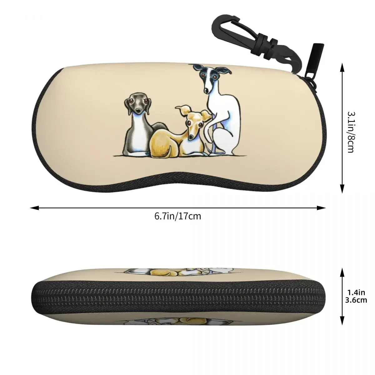 Custom Italian Greyhound Trio Glasses Case Cool Cute Whippet Sighthound Dog Shell Eyeglasses Case Sunglasses Box