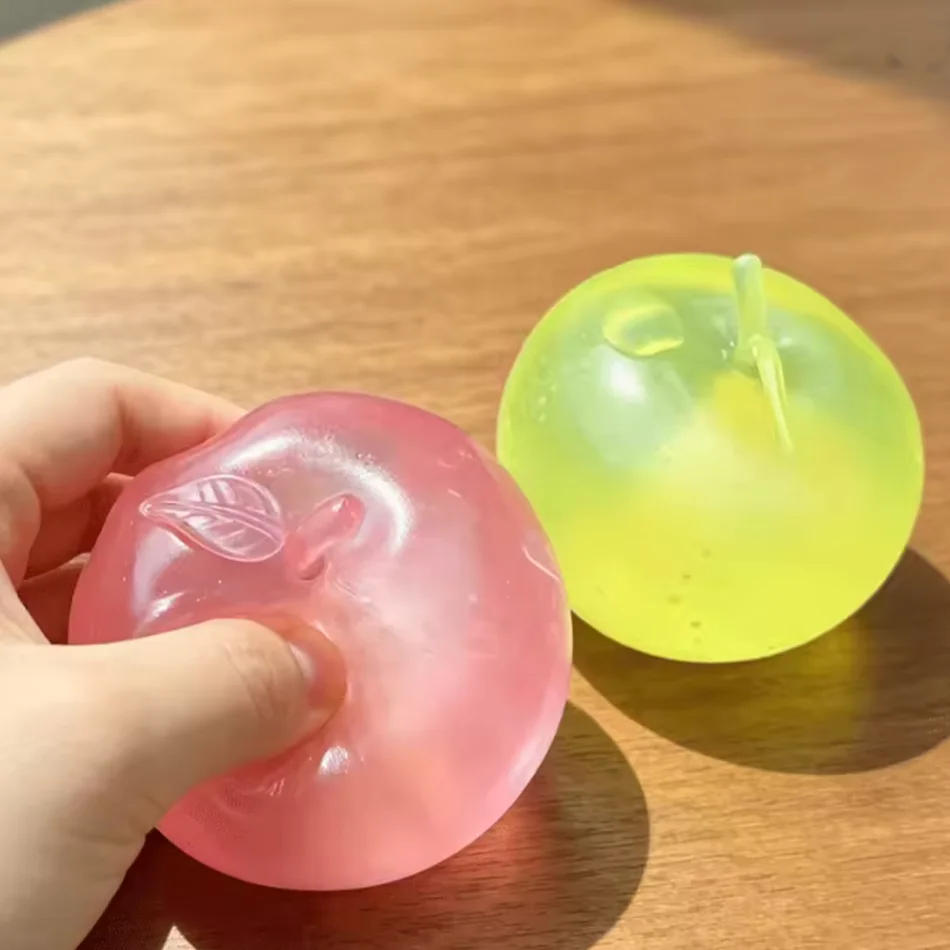 Smooth Texture Crystal Apple Stress Ball, Ultra-Thin Soft Skin Sensory Toy, Office Relaxation Anxiety Relief Gift