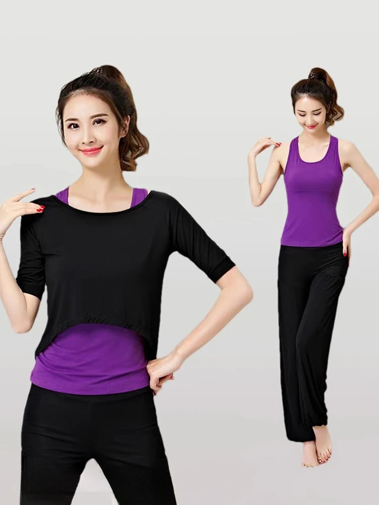 

Модный комплект одежды для танцев Yoga Fitn, женская профессиональная спортивная одежда свободного покроя Long Sve Modal для начинающих