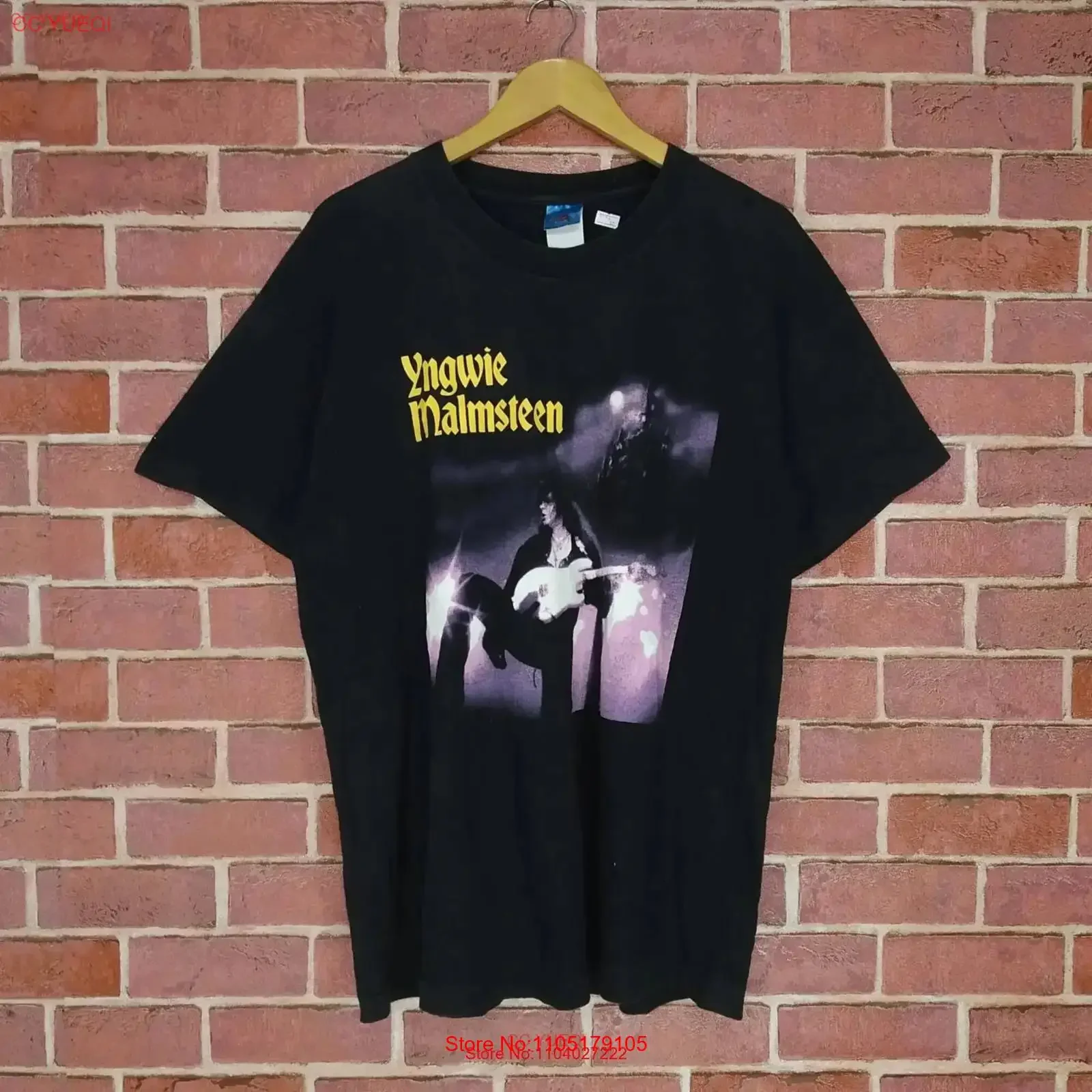 خمر 90s Yngwie Malmsteen المعادن الثقيلة الترويجية جولة الموسيقى اليابان 1995 تي شيرت خمر غسلها عادية تنوعا للجنسين #1