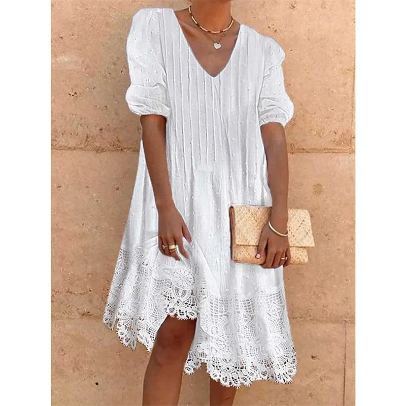 

Summer Autumn New Fashion Harajuku Hollow Out Dress Lady Chic Vintage Loose Casual Party Dress Solid Elegant Sexy Female Clothes