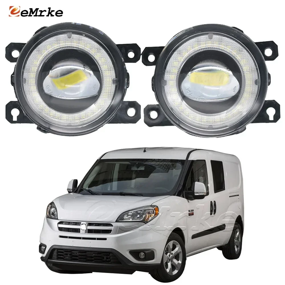 

2x Car Lens LED Fog Lights + Angel Eye DRL Daytime Running Lamp for Ram ProMaster City Type 636 2015 2016 2017 2018 2019 2020