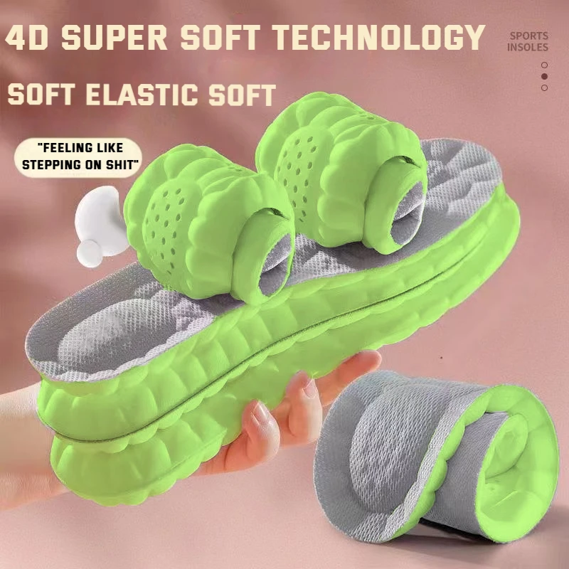 

4D Super Soft Elastic Running Insole for Feet Wormwood Mint Massage Shoe Sole Sports Shoe Insoles Arch Support Orthopedic Insert