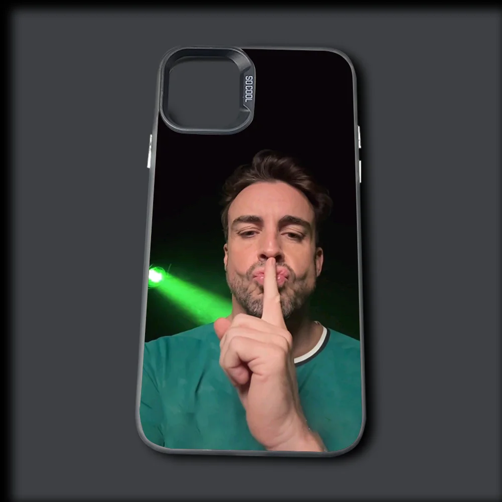 레이싱 드라이버 F-Fernando Alonso 전화 케이스 iPhone 16,15,14,13,12,11,Mini,Pro,MAX 그레이 드롭 매트 충격 방지 소프트 커버