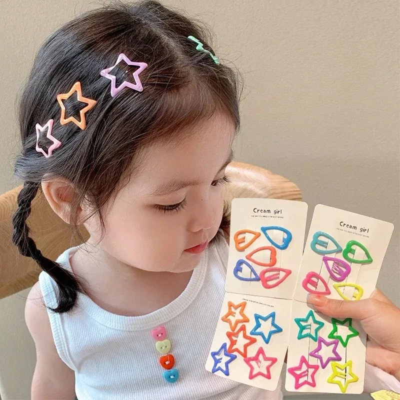 10pcs Colorful Glow in The Dark Star Heart Hairpin BB Snap Clips Luminous Barrettes Girls Hair Grip Kid Headdress Accessories view 5
