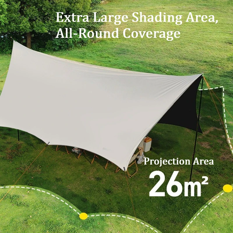 Extra Large Black Glue Sunshade Canopy Tent Outdoor Camping Full Set UV Protection Waterproof Hexagonal Butterfly Sun Shelter
