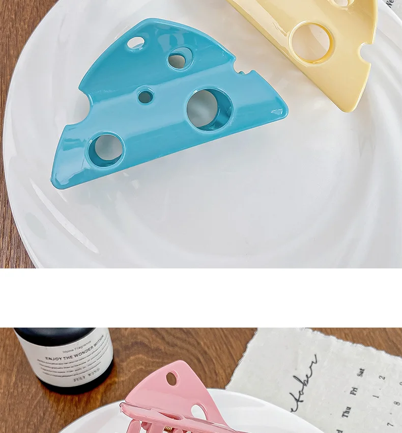 Women's Claw Clips Cute Cheese And Cheese Grab Clips Fun Hair Clips Coiled Hair Accessories Large High End Kawaii Shark Clips