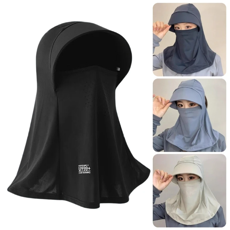 

R1WE Full Face Cover Sun Protective Ponytail Hole Design Hat For Outdoor Adventure