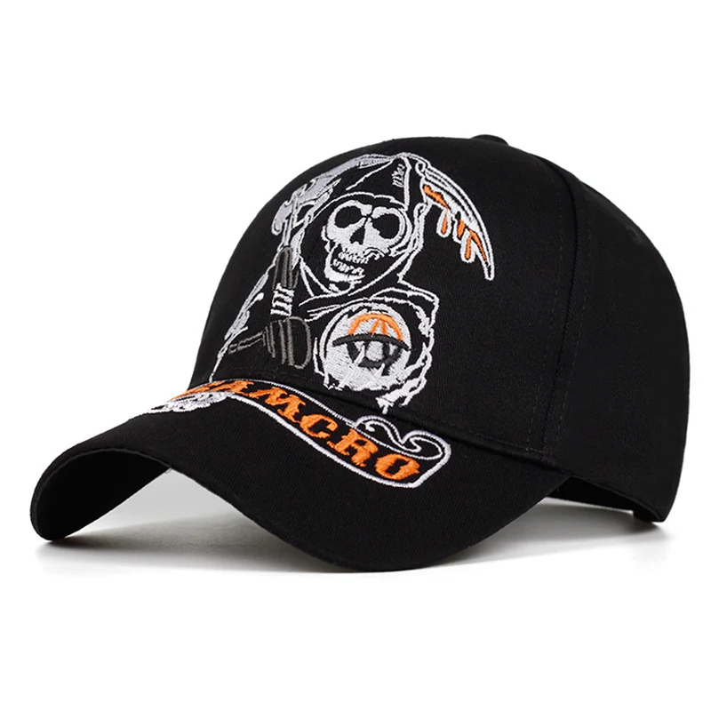 Nowość męska czapka damskie do koszykówki SOA synowie anarchii Anime Snapback czaszka haft Hip Hop GP Moto sporty wyścigowe tata kapelusz H043