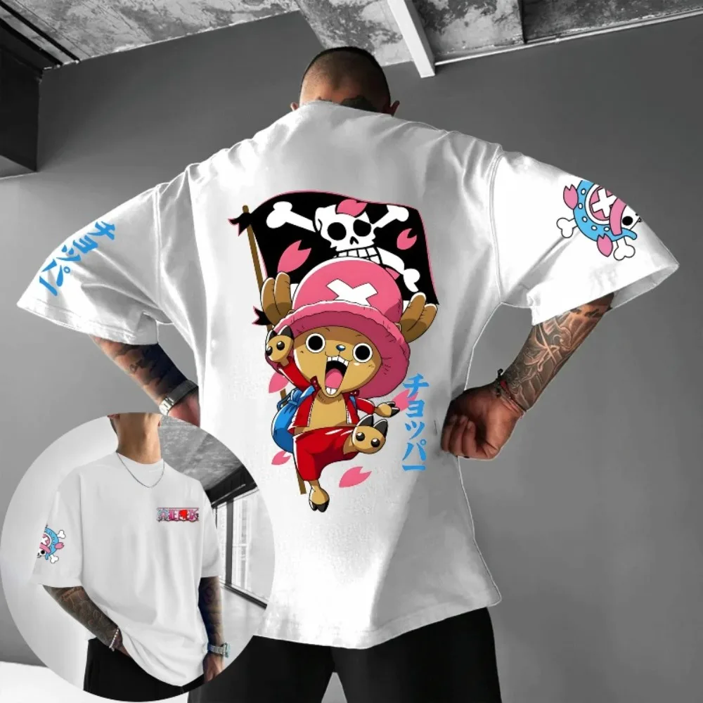 ONE PIECE Neues Unisex Baumwoll-T-Shirt Tony Tony Chopper 2026 Sommer Harajuku Anime Bedruckt Großes Lockeres Eltern-Kurzarmshirt