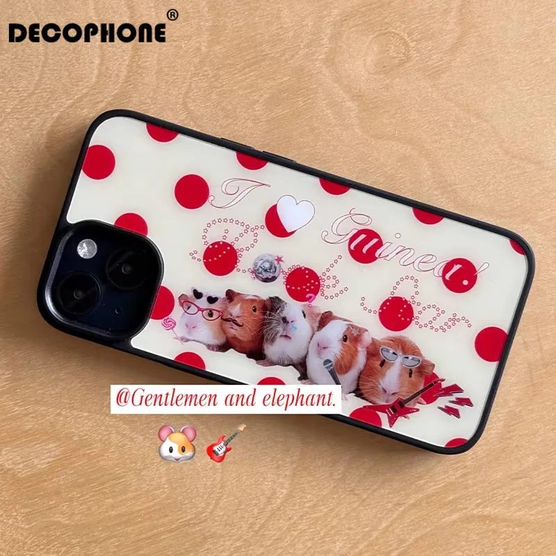 Capa de Celular Vintage Capybara Vermelha com Bolinhas Fosca para iPhone 17 Air 16 E 15 14 Plus 13 12 11 Pro Max Capa Traseira Antichoque
