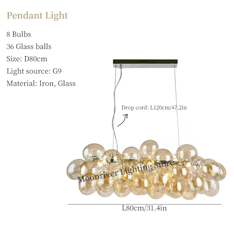 Moonriver Verlichting Moderne Glazen Bal Kroonluchter Creatieve Kleur Hangende Lampen Voor Plafond Woonkamer Hanglamp Kamer Decor