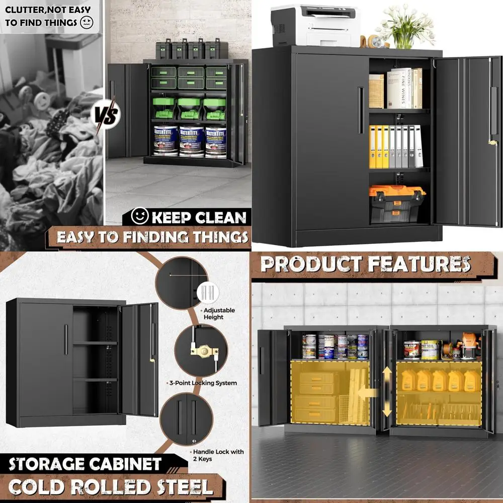 

Металлический шкаф для хранения с замком, 36 секций, 2 двери, регулируемые полки, для дома, офиса, гаража и склада