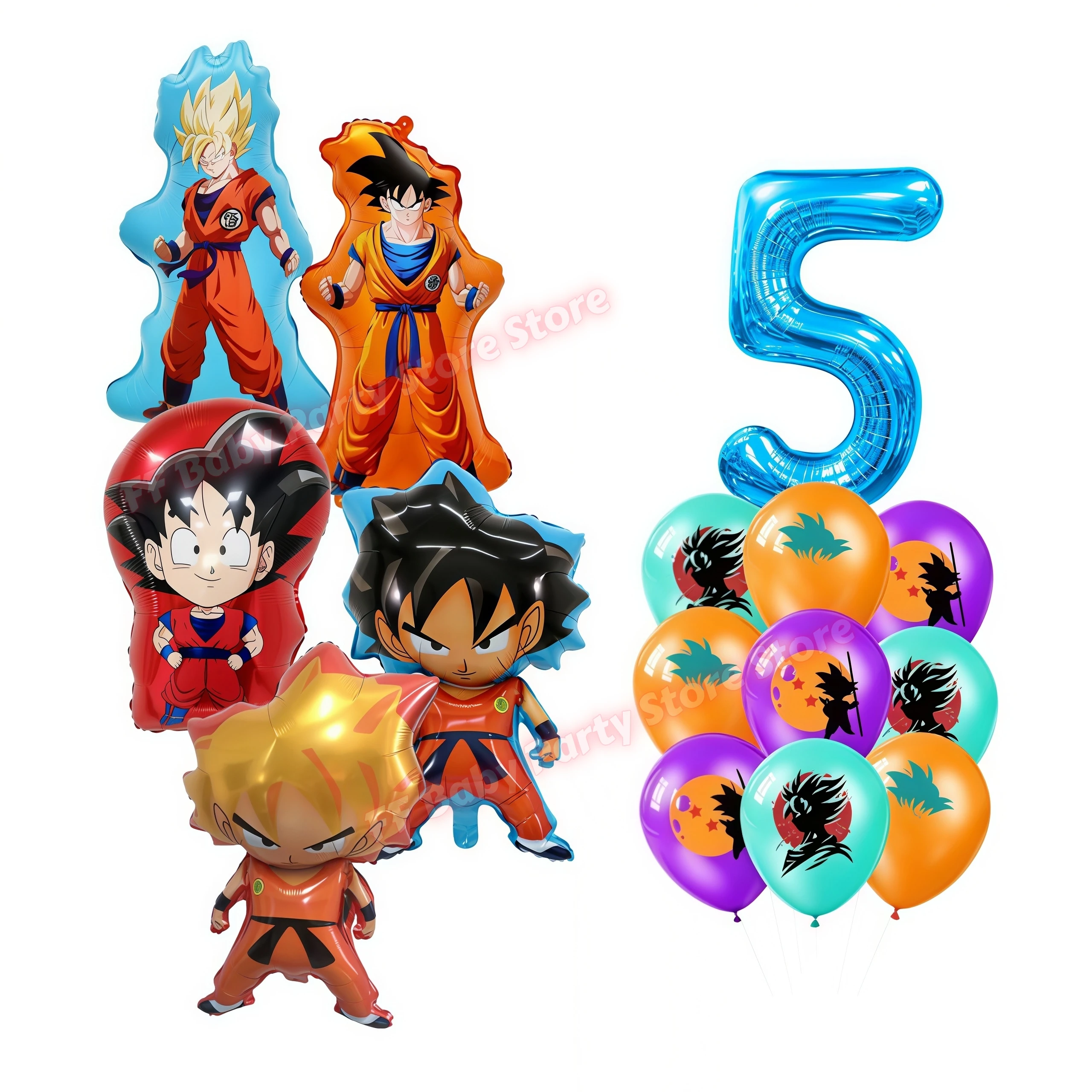 Dragon Ball Geburtstagsparty-Zubehör Son Goku Luftballons Pappbecher Teller Schlüsselanhänger Armbänder Jungen Party-Favoriten Geburtstagsdekoration – Detail 6