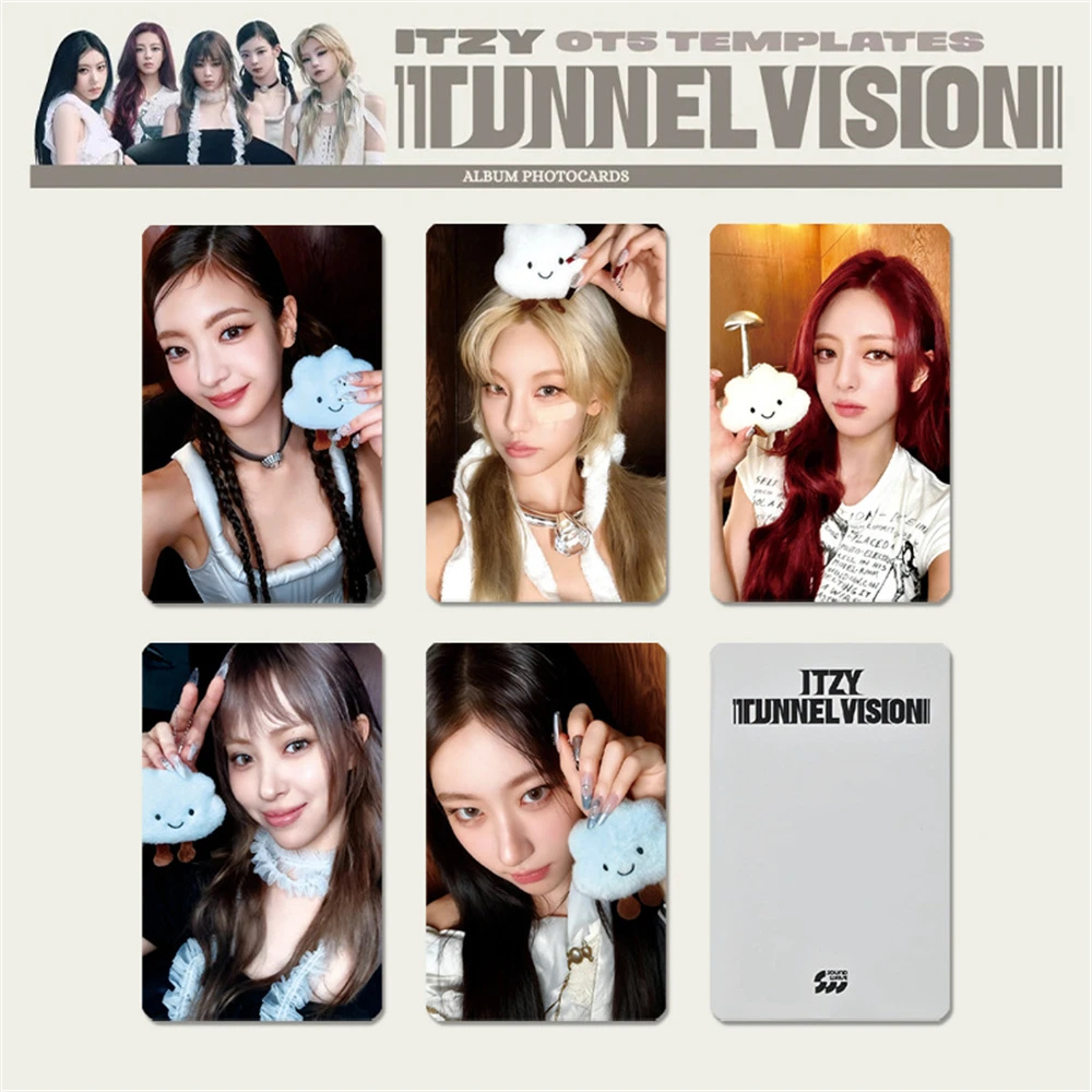 5 قطعة بطاقات الصور KPOP ITZY عضو TUNNEL VISION ألبوم LOMO بطاقات Yeji Lia Ryujin Yuna Chaeryeong بطاقات بريدية على الوجهين جمع المشجعين
