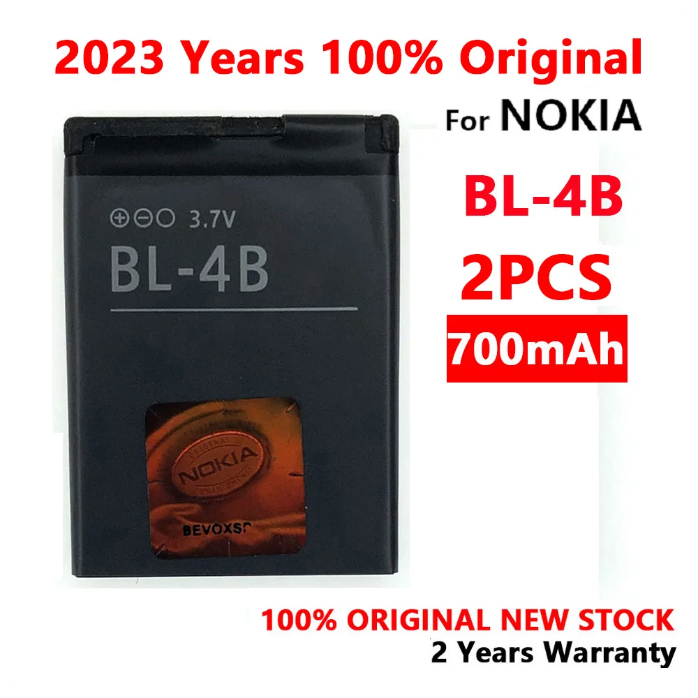 

100% Genuine BL-4B BL 4B 700mAh Battery For Nokia 2505 3606 3608 2670 2660 2630 6111 7070 Phone NEW High Quality Batteries