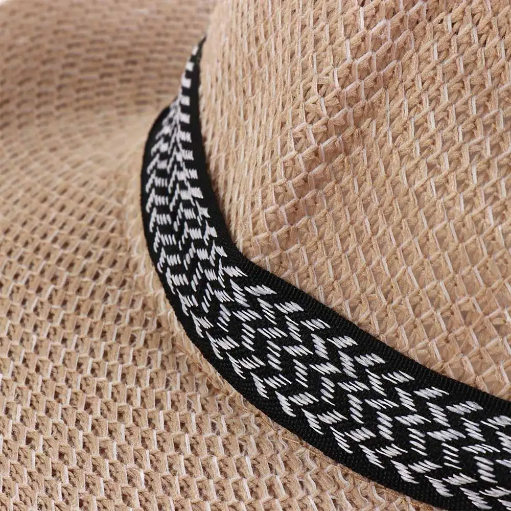 Bucket cap Fashion Female Travel Bohemia Style Beach Old Man Sun Hat Solid Color Panama Hat Middle-aged Men Straw Hat