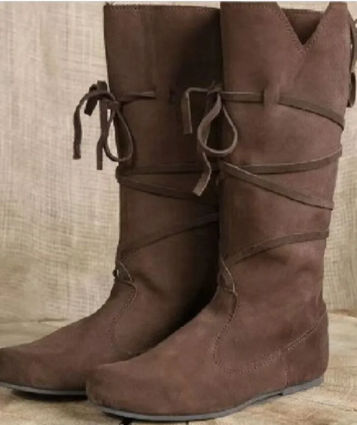 Mittelalterliche Retro Nordische Krieger PU-Lederstiefel für Männer und Frauen, Ritter-Cosplay-Stiefel, Karneval Renaissance Party Fancy Anime Schuhe 2026 – Detail 3