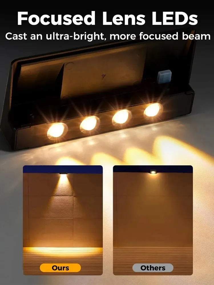 2 szt. lamp słonecznych 4 lampy LED na ogrodzenie słoneczne Zewnętrzne wodoodporne lampy solarne na taras Lampy ścienne na ogrodzenie Ścieżka podwórkowa — zdjęcie 2