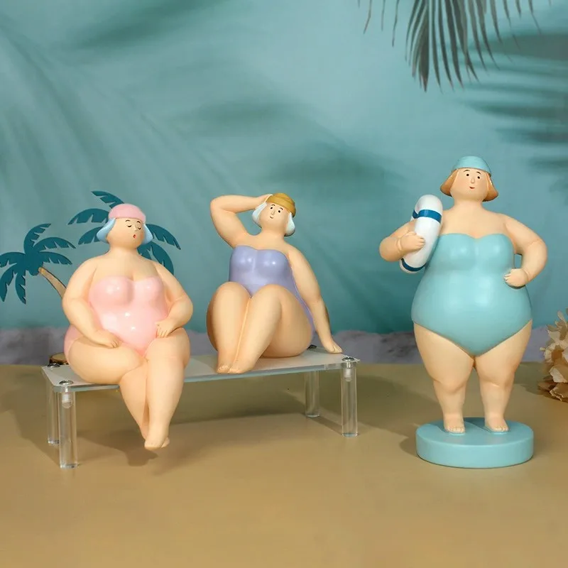 Beach Travel Swimsuit Women Figures Statue Desk Decoration Ornaments Creative Character Resins Sculpture Room Aesthetic Decor