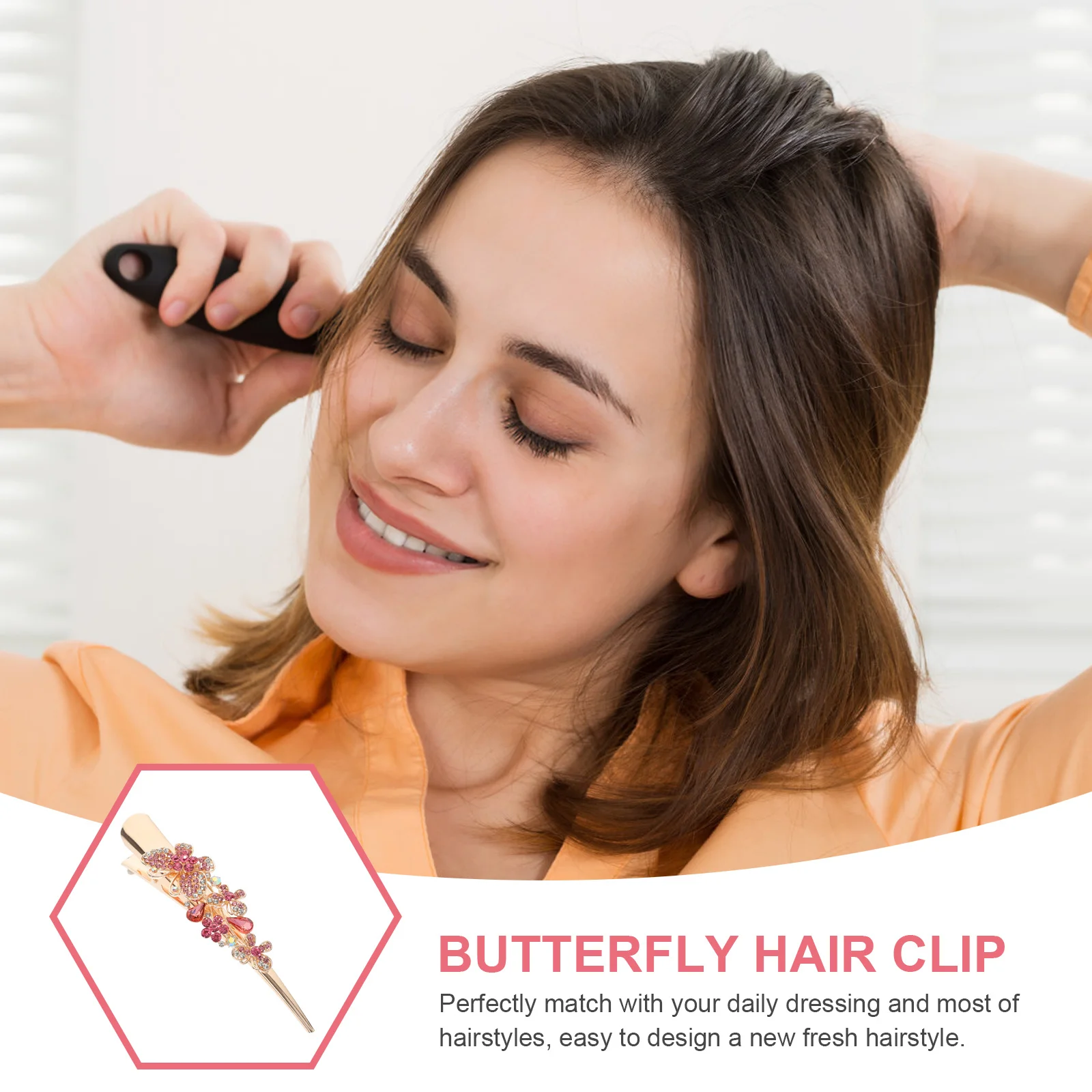 

Блестящая заколка-бабочка со стразами, большая заколка для волос для женщин, блестящая металлическая заколка из кожи аллигатора, декоративные блестящие волосы