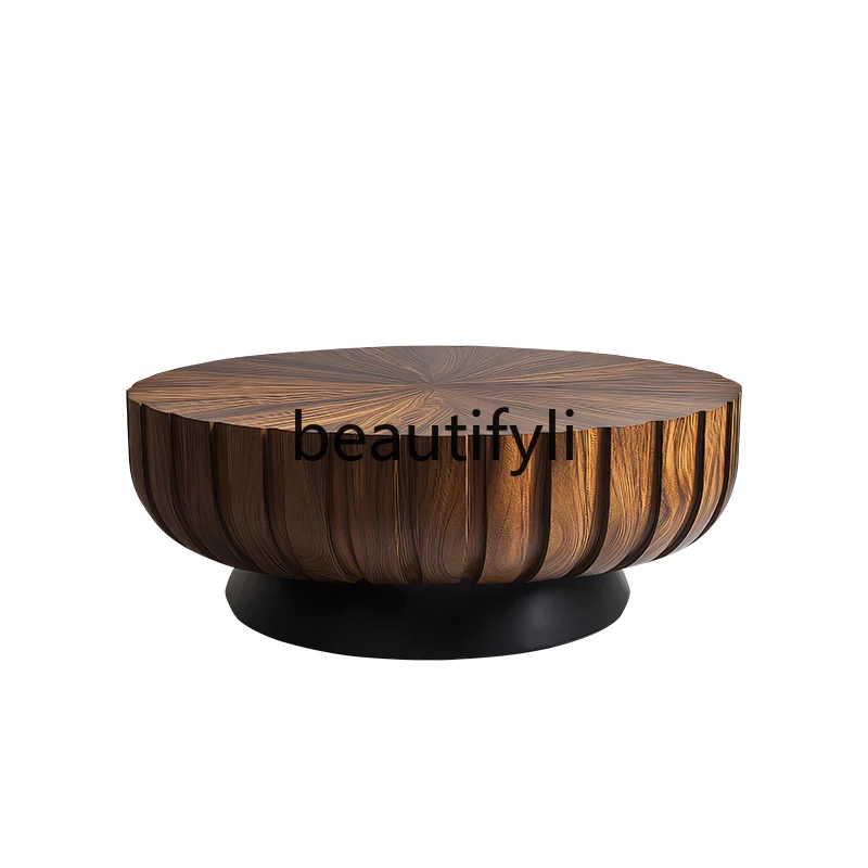 

Italian minimalist round solid wood coffee table high sense modern living room personality creative art coffee table home