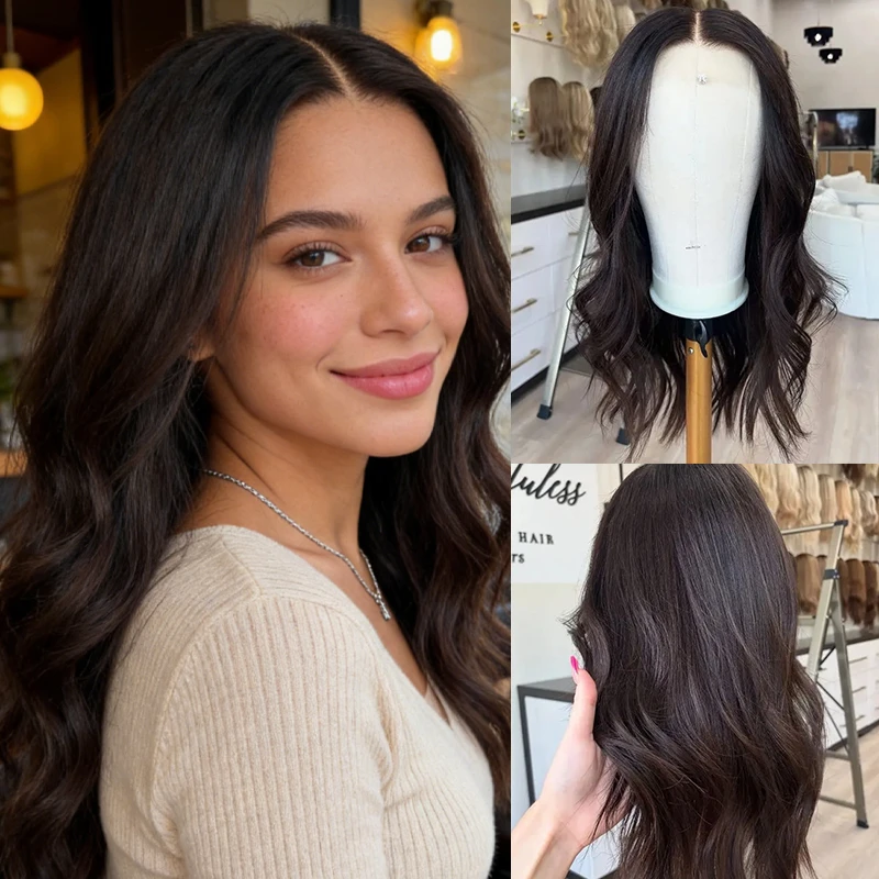 Dark Brown Highlights Synthetic HD Lace Front Wig Natural Preplucked Hairline Small/Large Size Cap High Quality Wig For Women