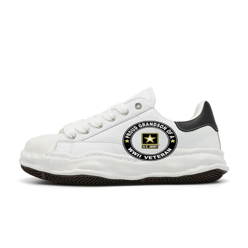 

Proud Grandson of a U.S. Army World War II VeteranVintage Fashion Street Sneakers，The design is retro, stylish, comfortable, and