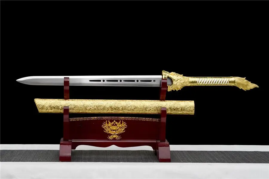 Kim Wolf Sword HandMade Straight Chinese KungFu Sword High Manganese Steel Saber Jian