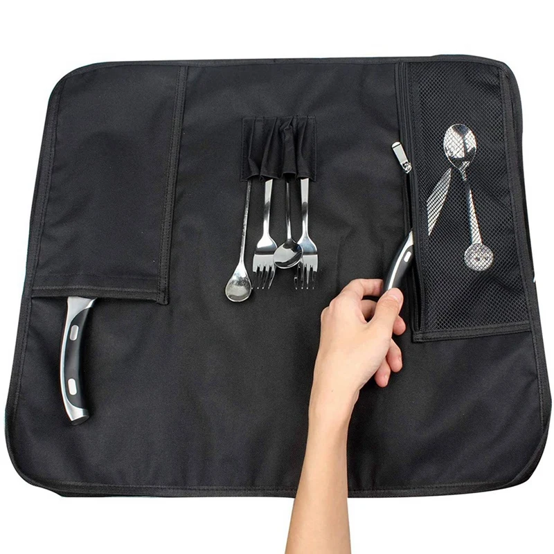 AA81-2X WESSLECO Knife Bag Nylon Chef Roll Bag With 8 Pocket For Kitchen Accessories Portable Knives Case Holder