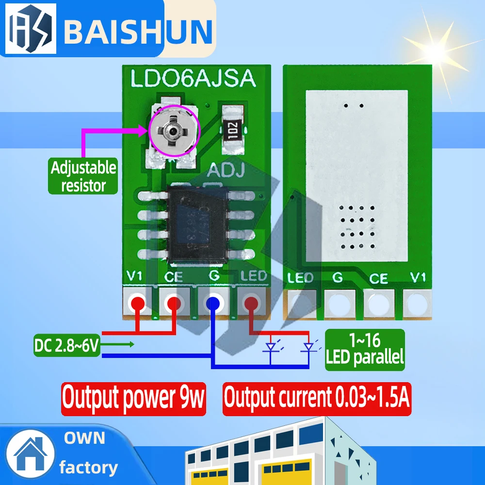 30-1500MA Регулируемый светодиодный драйвер постоянного тока 3,3 В 3,7 В 4,2 В 5 В Плата управления ШИМ Плата модуля мощности понижающего модуля питания