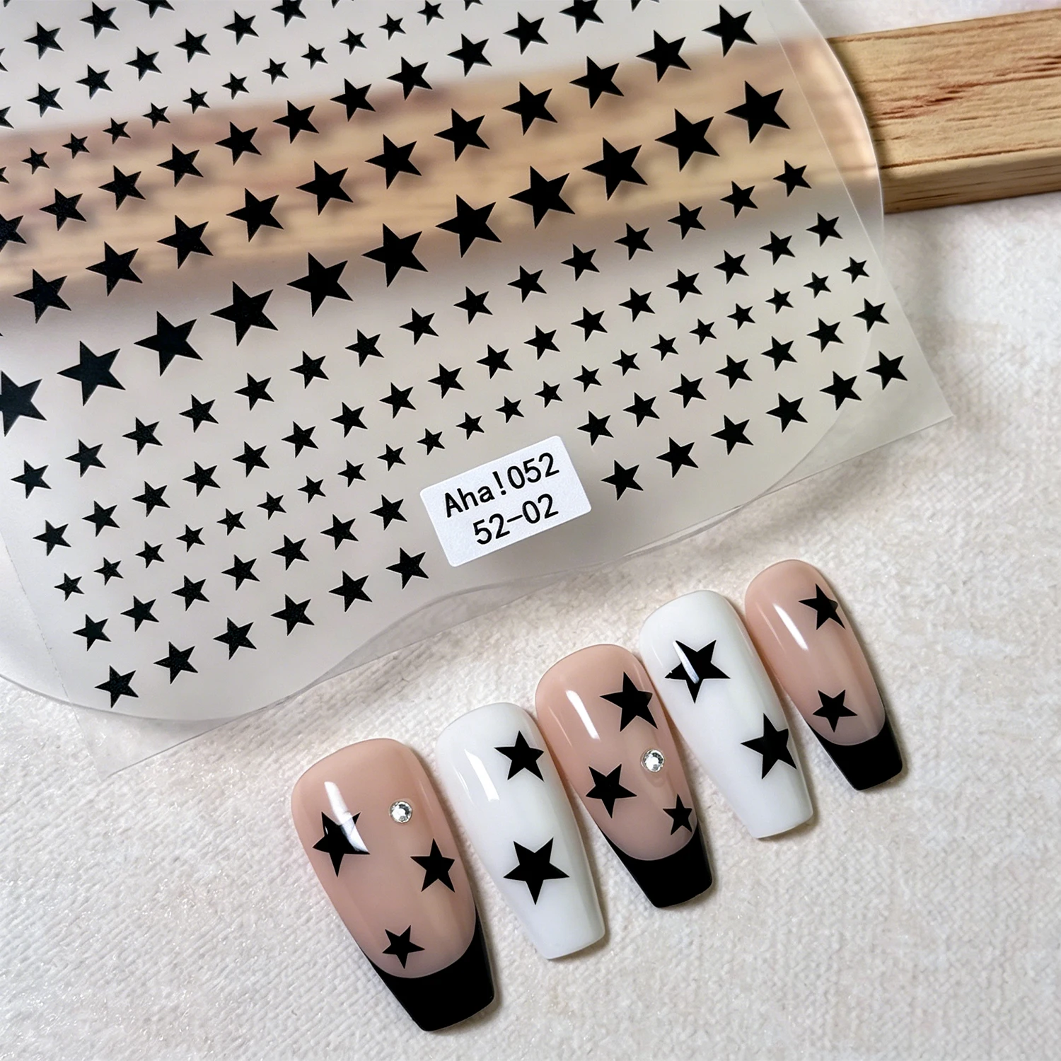 1Pcs Black Five Pointed Star Nail Art Stickers Mixed Size Pentagram Adhesive Nails Decals for Y2K Punk Daily Manicure Decoration