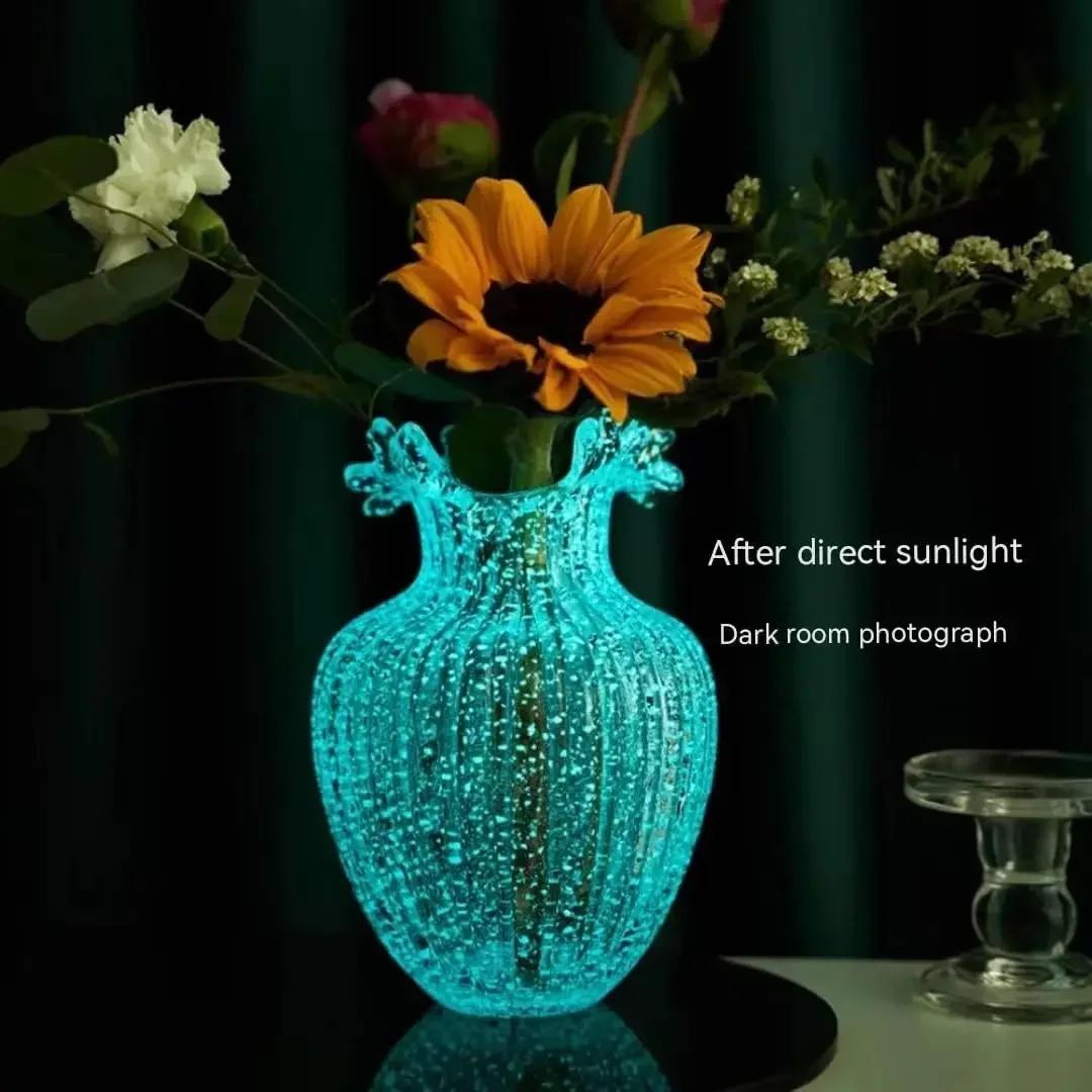 

For Luminous Glass Vase Flower Arrangement Dried Flowers Aqua Flowers Living Room Decoration Home Décor Ornament Vase Decor