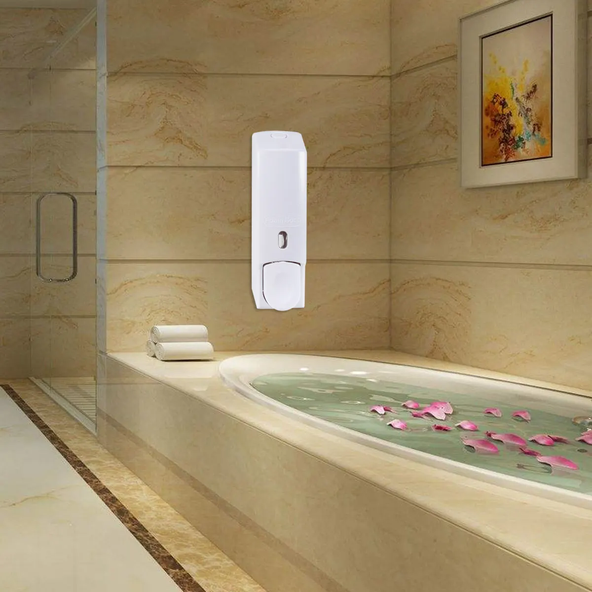600Ml Foaming Soap Dispenser ABS Plastic Wall Mounted Liquid Soap Pump for Bathroom Shower Kitchen Hand Facial Dish Washing