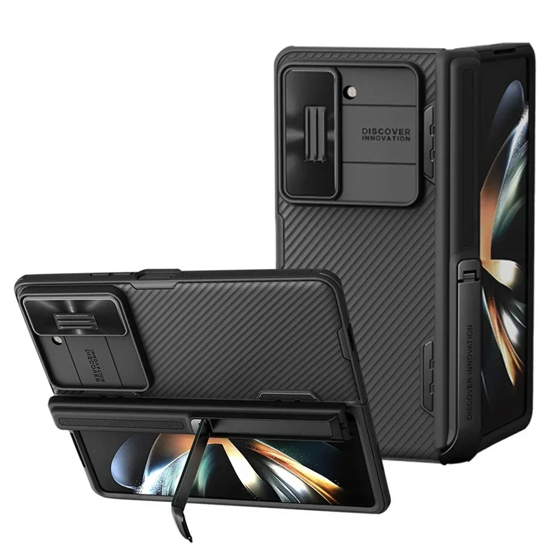 Phone Case for Samsung Galaxy Z Fold 5 Fold5 with Pen Holder CamShield Pro Camera Protection Cover  Suporte no-Pen Telefone