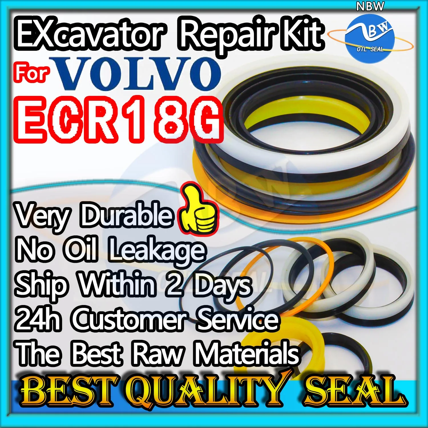 For VOLVO ECR18G High Quality Oil Seal Kit Excavator Repair Machinery Maintenance Floating Rebuild Parts MOTOR Piston Rod Shaft