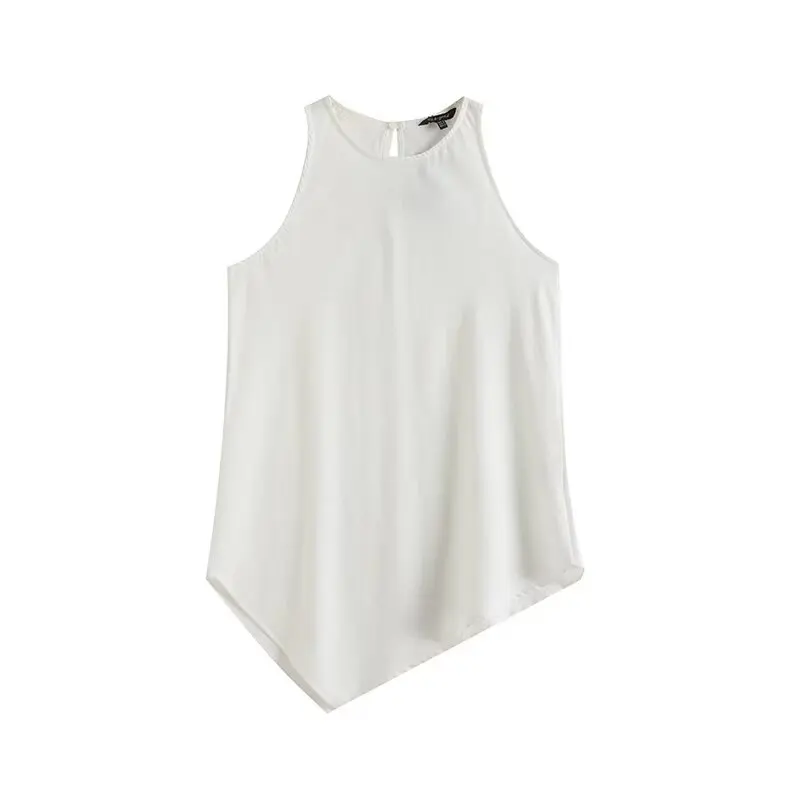 

Women's 2024 New Fashion Casual Joker Asymmetric Design Blouses Retro Sleeveless Pullover Blouses Chic Tops.