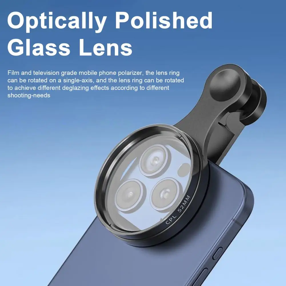 Phone Camera Polarized Lens Rotatable Design Simple Installation Professional Universal Clip Phone Camera Lens Attachment