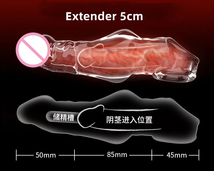 Penis Extension Sleeve Extender 5-8cm Reusable Condoms Soft Delay Ejaculation Penis Extender Dick Sleeve Adult Sex Toys for Men