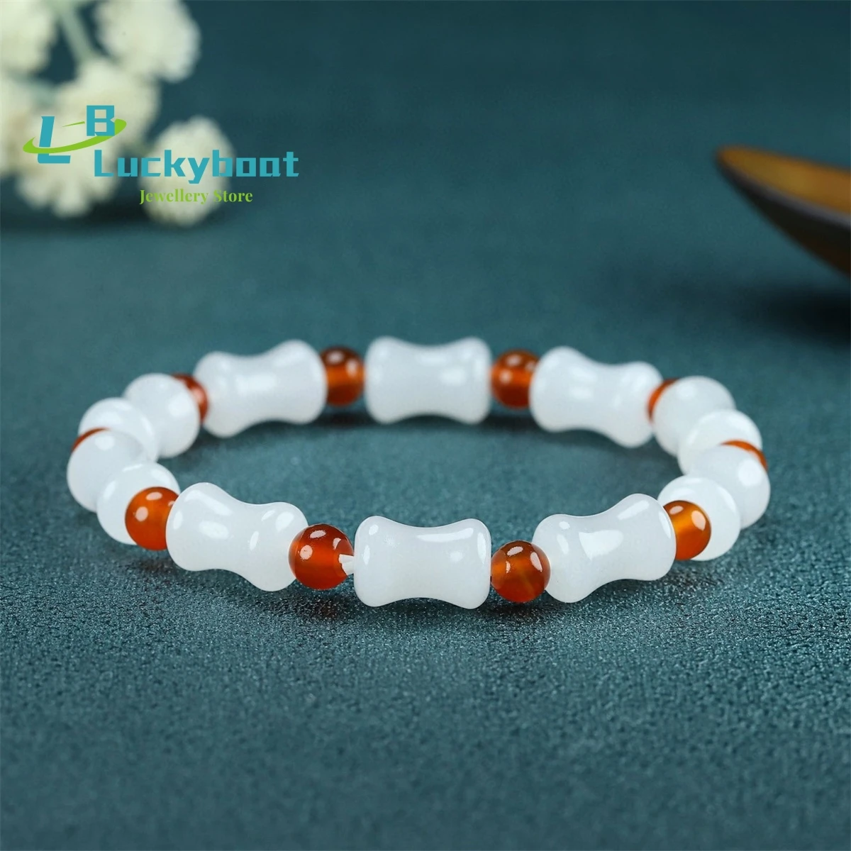 Natural Xinjiang White Jade Gold Silk Jade Knot High Rise Red Agate Bracelet Charm Jewelry Fashion Versatile Women  Gift  Retro